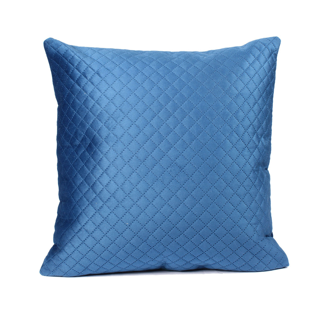 Both Side Quilted Velvet Cushion Cover (Set of 2), Blue
