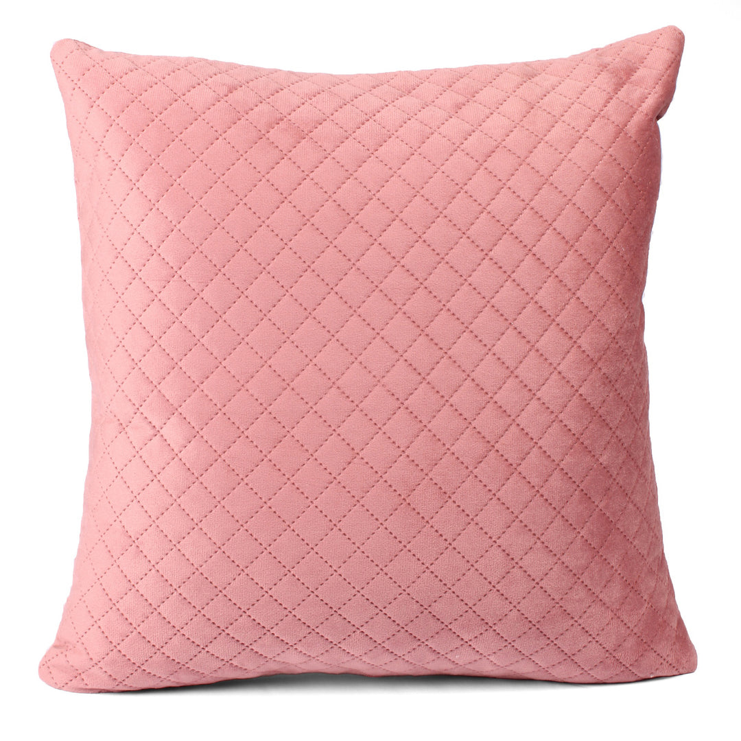 Both Side Quilted Velvet Cushion Cover (Set of 2), Peach