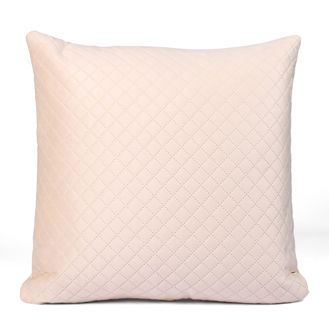 Both Side Quilted Velvet Cushion Cover (Set of 2), Beige