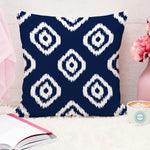 Load image into Gallery viewer, Ikat Blue Geometric Printed Cotton Canvas Cushion Cover Pack of 2 ( 24 x 24 Inches )