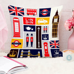 Load image into Gallery viewer, London Landmarks Monuments Art Pattern Touristic Travel Destination Printed Cotton Canvas Cushion Cover Set of 5