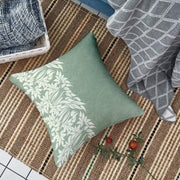 Peach & Green Floral Printed Canvas Cotton Cushion Covers, Set of 5