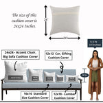 Load image into Gallery viewer, Ethnic Flowers Teal Printed Canvas Cotton Cushion Covers, Set of 2 (24 x 24 Inches)
