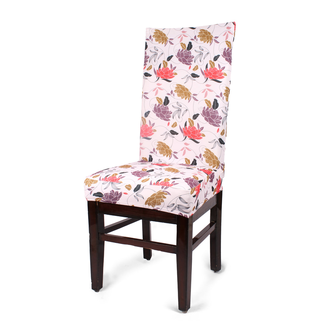 Ornate Flower Printed Spandex Chair Slipcovers | Stretchable Chair Covers