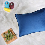Load image into Gallery viewer, Velvet Cushion Cover With Piping - Perfect for Home Décor Rectangular (Set of 2), Blue