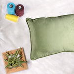 Load image into Gallery viewer, Velvet Cushion Cover With Piping - Perfect for Home Décor Rectangular Set of 2 ,Mehndi
