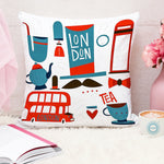 Load image into Gallery viewer, London Landmarks Monuments Art Pattern Touristic Travel Destination Printed Cotton Canvas Cushion Cover Set of 5
