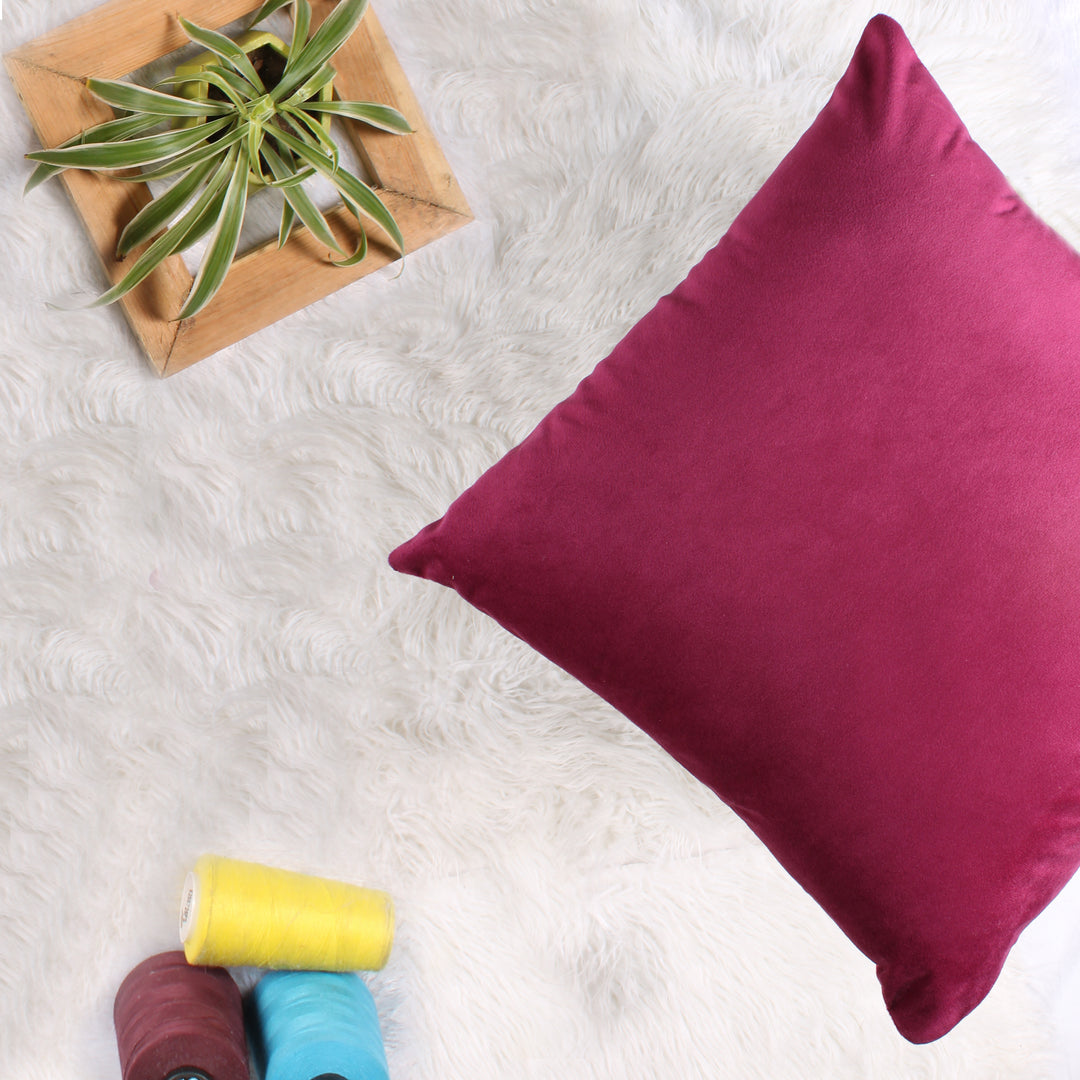 Soft Luxurious Velvet Cushion Covers Set of 5, Maroon