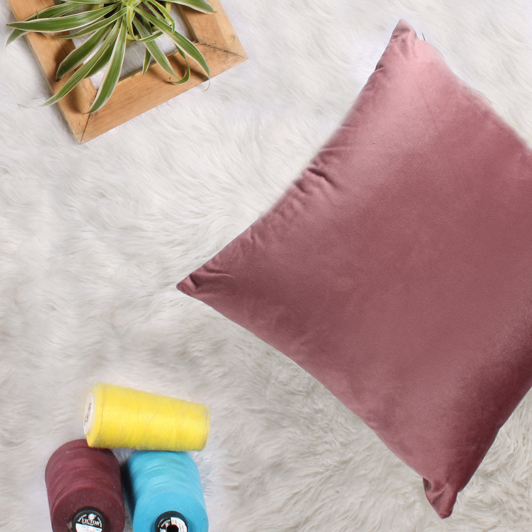 Soft Luxurious Velvet Cushion Covers Set of 5, Peach