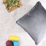 Load image into Gallery viewer, Velvet Cushion Cover With Piping - Perfect for Home Décor (Set of 2), Grey