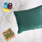 Load image into Gallery viewer, Velvet Cushion Cover with Piping - Perfect for Home Décor Rectangular Set of 2 ,Green