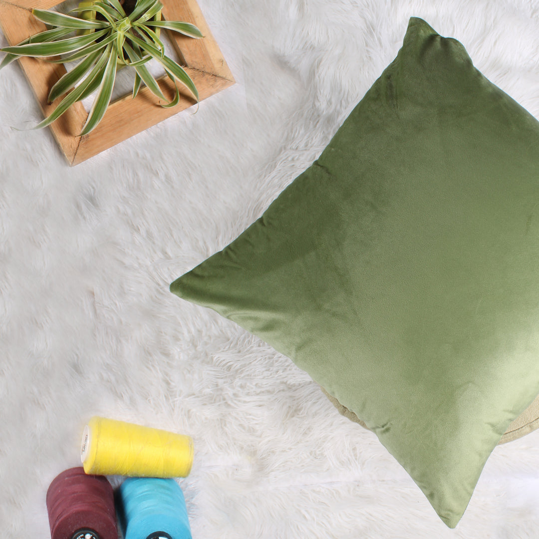 Soft Luxurious Velvet Cushion Covers Set of 2, Mehndi