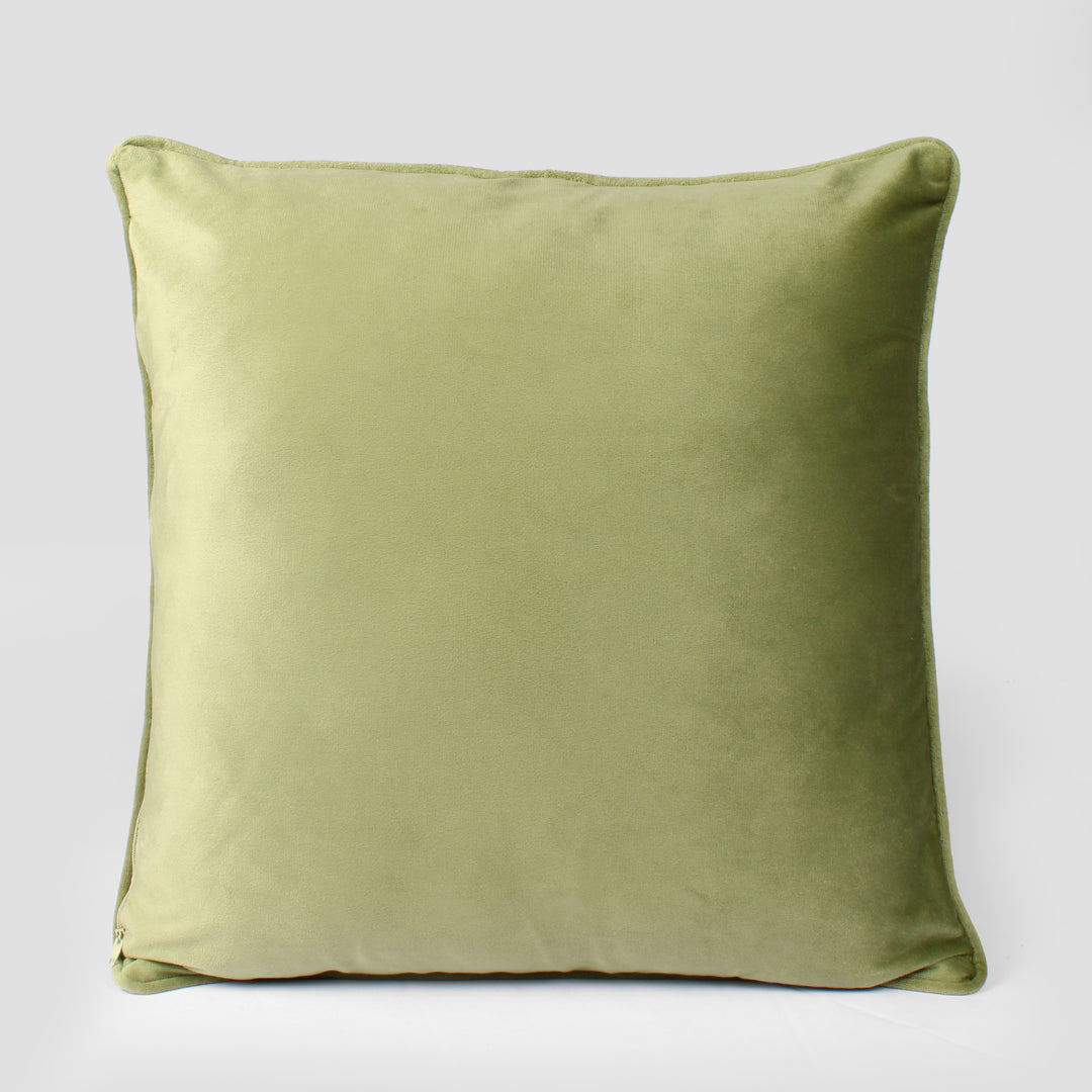 Velvet Cushion Cover With Piping - Perfect for Home Décor Set of 2, Mehndi