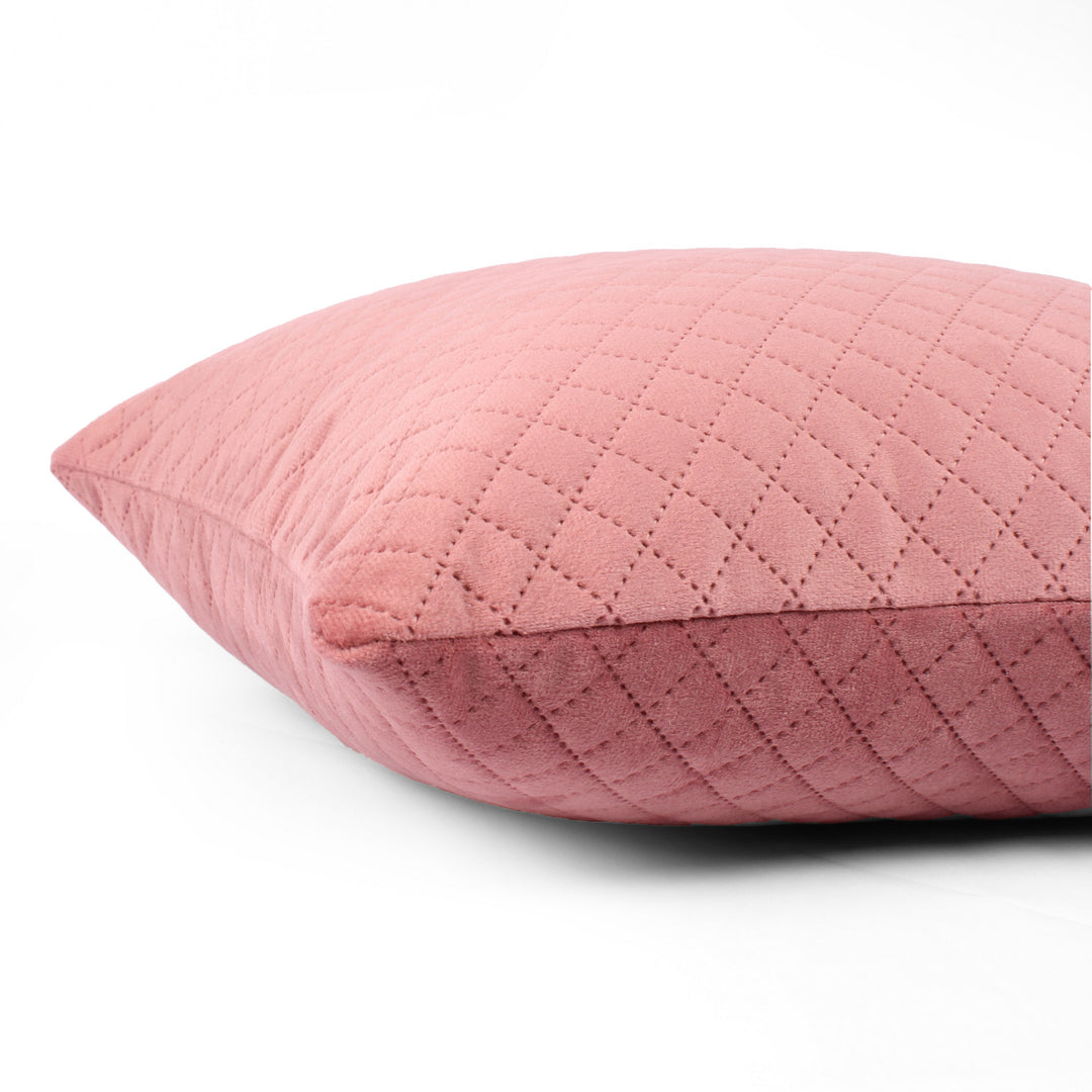 Both Side Quilted Velvet Rectangular Cushion Cover (Set of 2), Peach