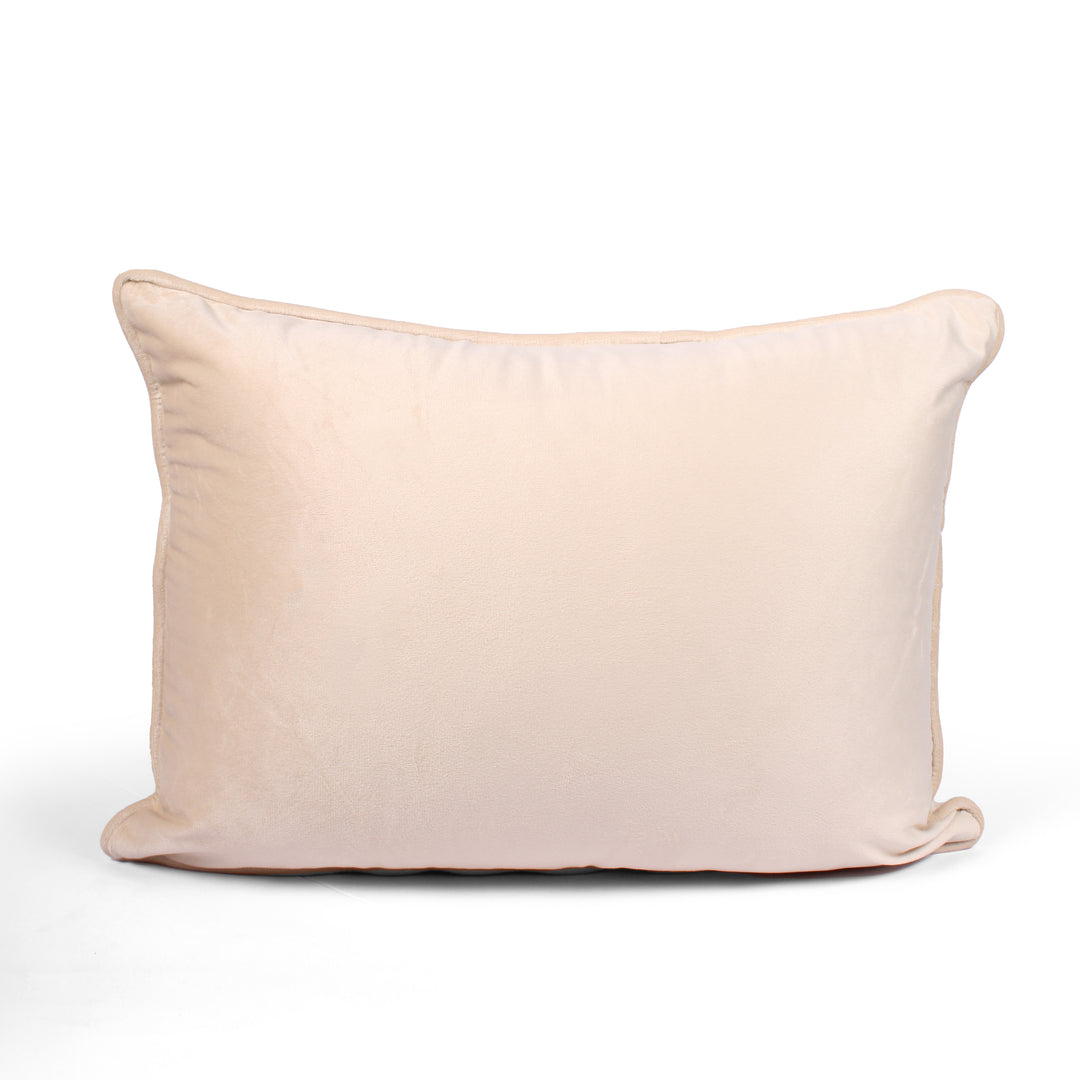 Velvet Cushion Cover With Piping - Perfect for Home Décor Rectangular (Set of 2), Beige