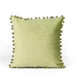 Load image into Gallery viewer, Both Side with PomPom Quilted Velvet Cushion Cover (Set of 5), Mehndi