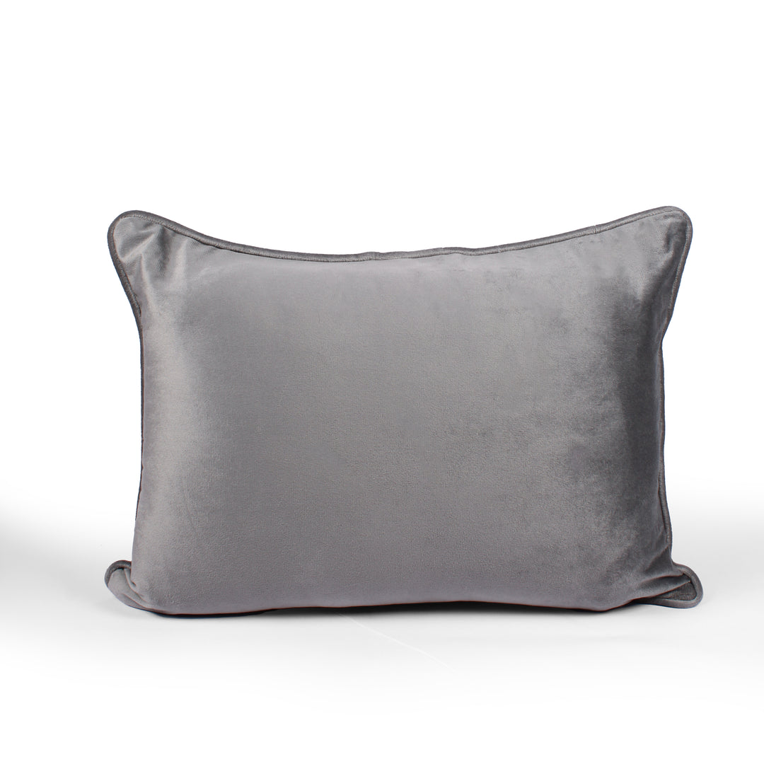 Velvet Cushion Cover With Piping - Perfect for Home Décor Rectangular (Set of 2), Grey
