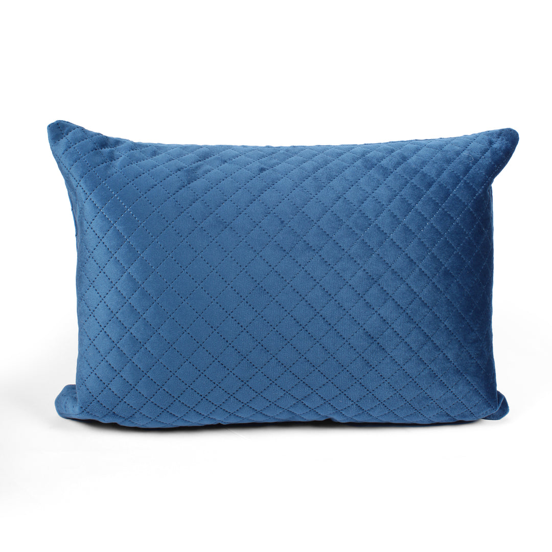 Both Side Quilted Velvet Rectangular Cushion Cover (Set of 2), Blue