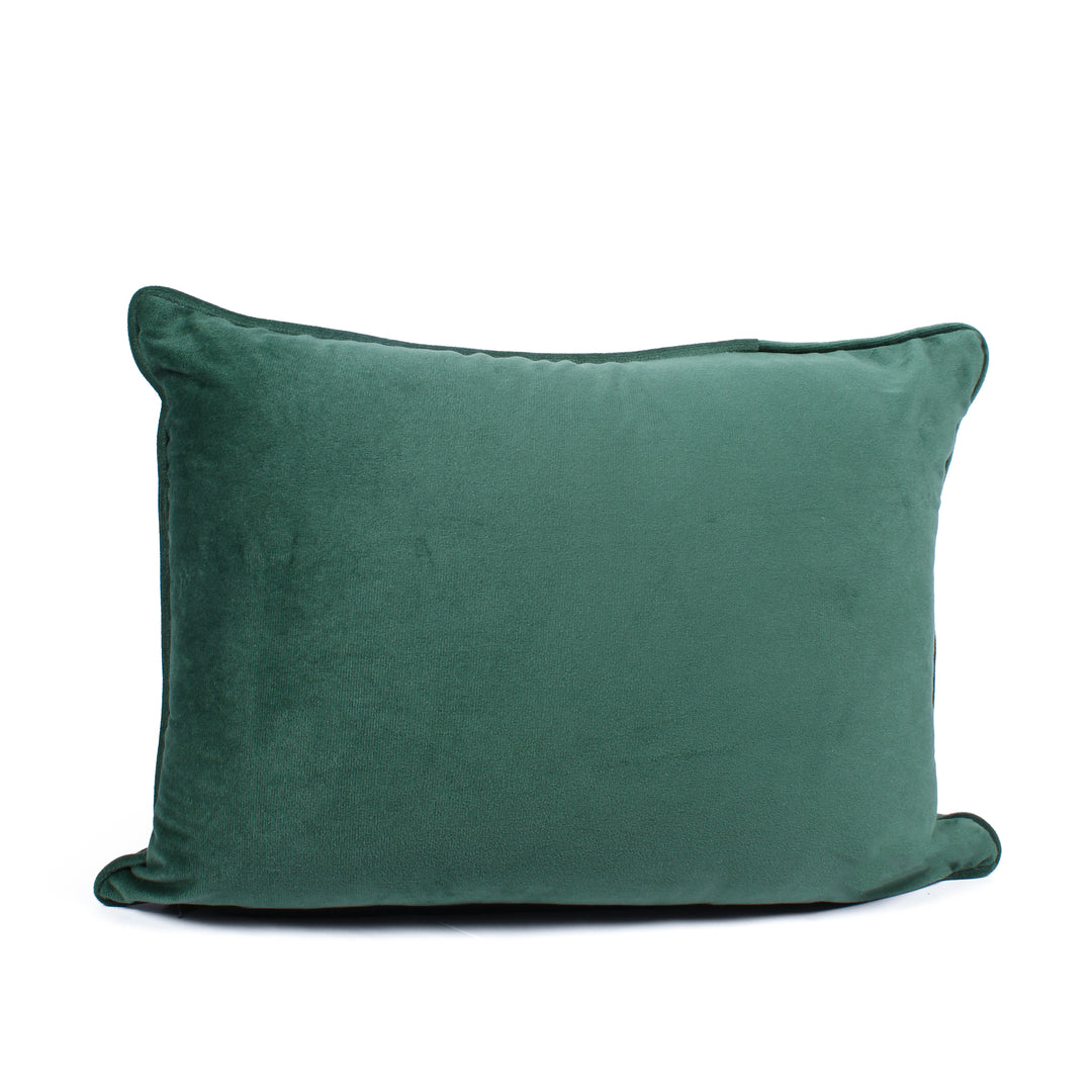 Velvet Cushion Cover with Piping - Perfect for Home Décor Rectangular Set of 2 ,Green