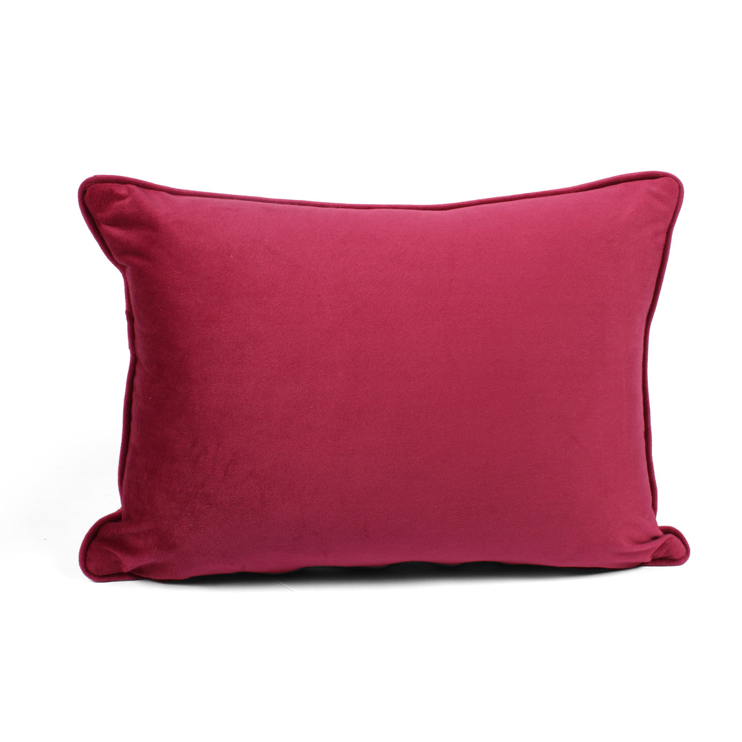 Velvet Cushion Cover With Piping - Perfect for Home Décor Rectangular Set of 2 ,Maroon