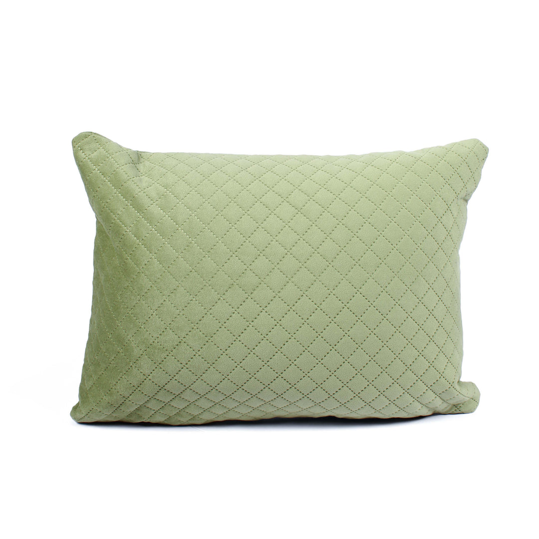 Both Side Quilted Velvet Rectangular Cushion Cover (Set of 2), Mehndi