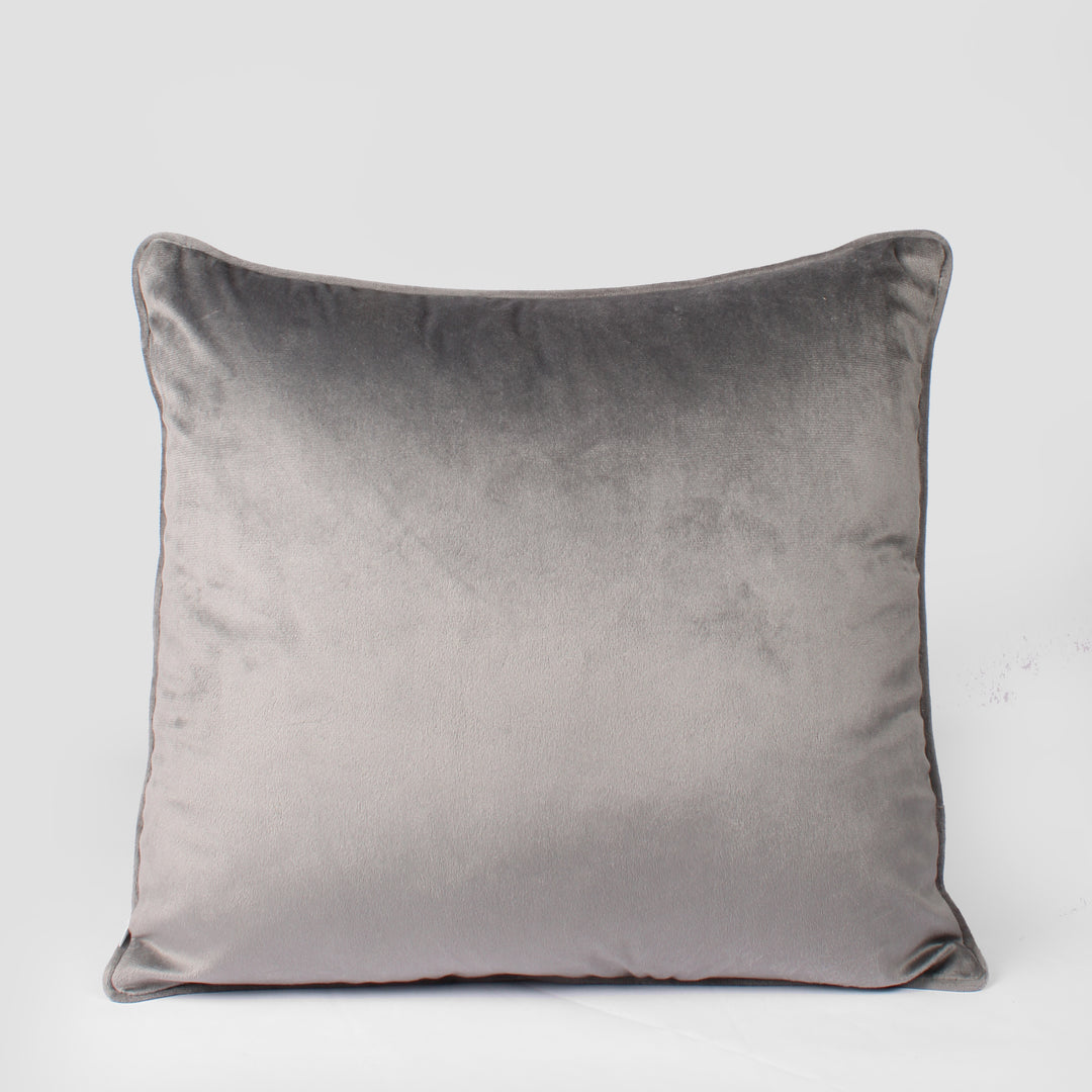 Velvet Cushion Cover With Piping - Perfect for Home Décor (Set of 2), Grey