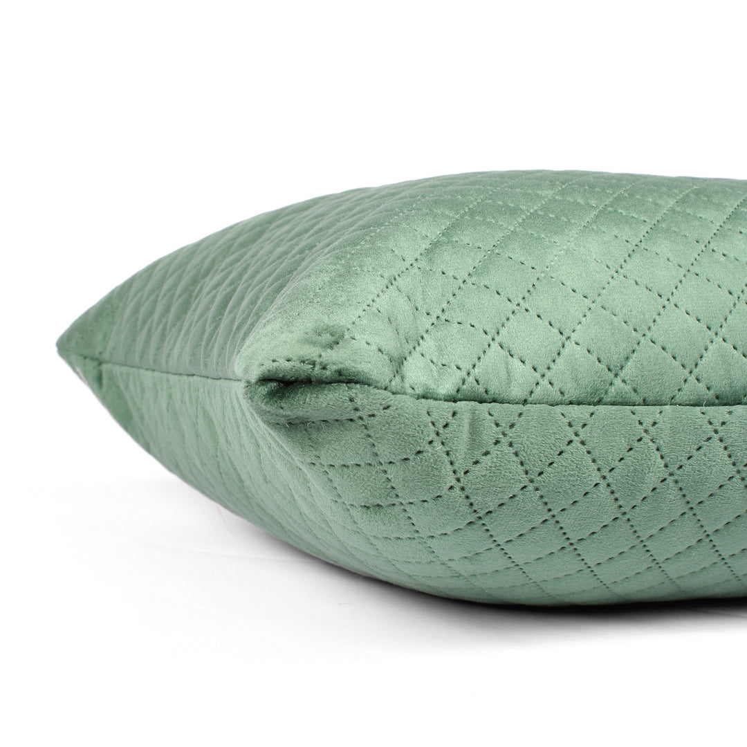 Both Side Quilted Velvet Rectangular Cushion Cover (Set of 2), Green
