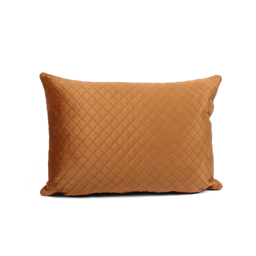 Both Side Quilted Velvet Rectangular Cushion Cover (Set of 2), Brown