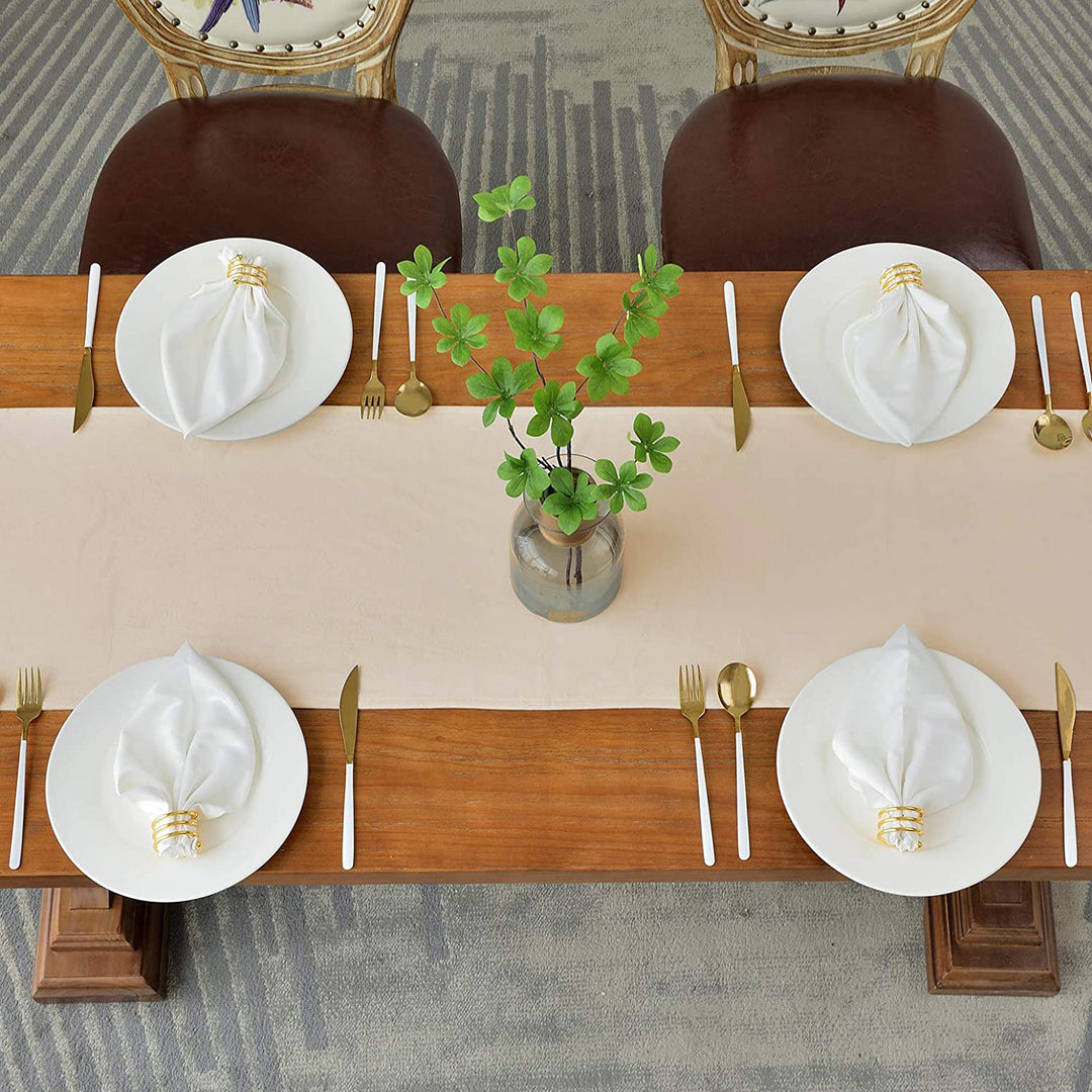 Luxurious Velvet Table Runner for Elegant Dining, Beige