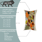 Multi-Color Tulip Printed Canvas Cotton Rectangular Cushion Covers, Set of 2