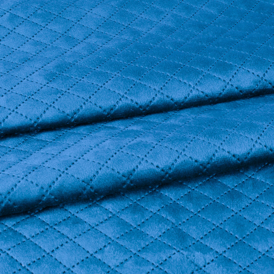 Both Side Quilted Velvet Rectangular Cushion Cover (Set of 2), Blue