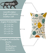 Multi-Color Leaf Printed Canvas Cotton Rectangular Cushion Covers, Set of 2