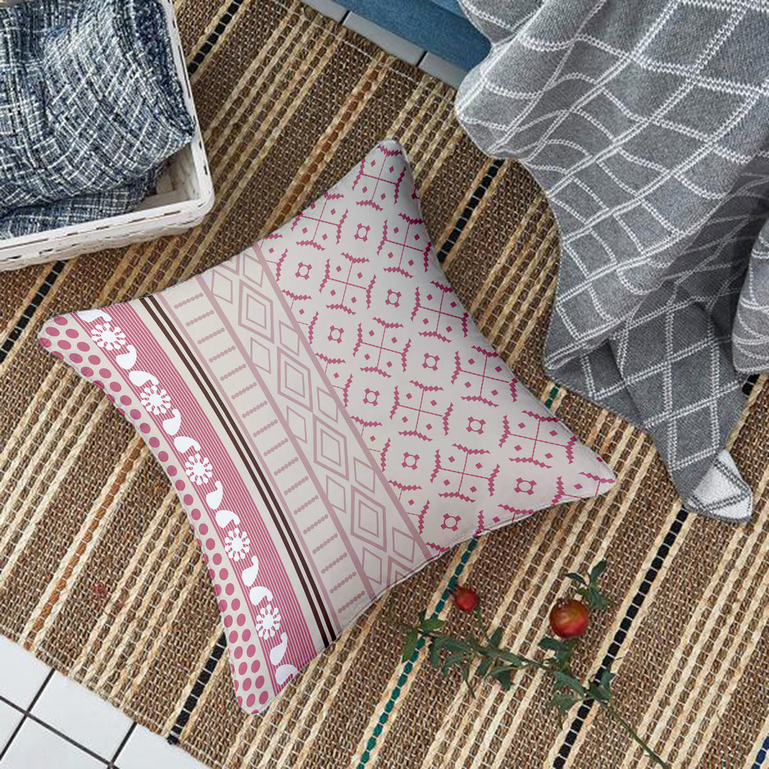 Geometrical Printed Canvas Cotton Cushion Covers, Set of 5