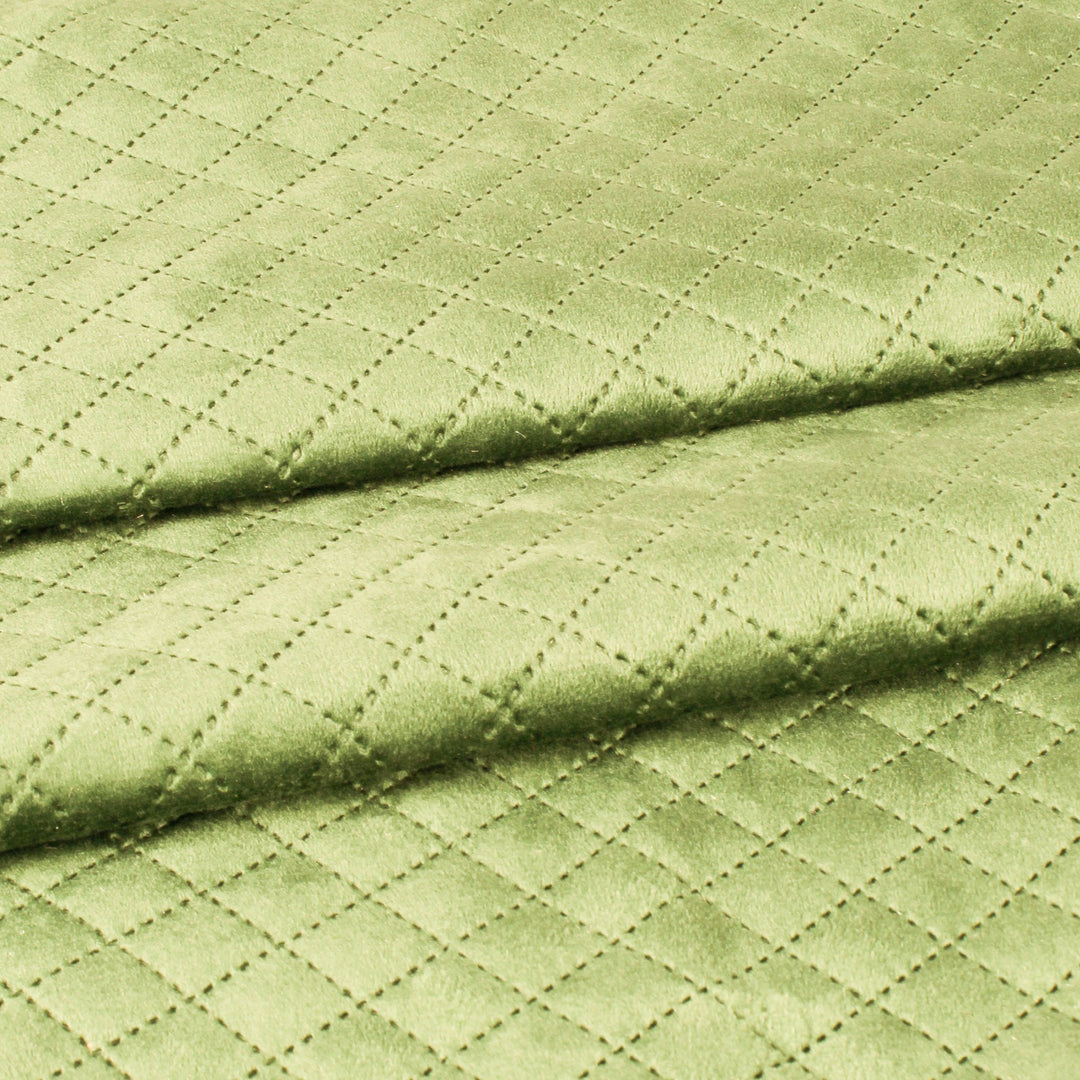 Both Side with PomPom Quilted Velvet Rectangular Cushion Cover (Set of 2), Mehndi