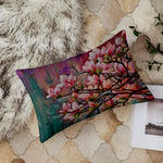 Load image into Gallery viewer, Floral Pink Flower Printed Canvas Cotton Rectangular Cushion Covers, Set of 2 (12 x 18 Inches)