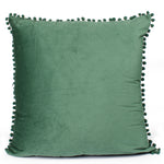 Load image into Gallery viewer, Velvet Cushion Covers Adorned With Pom Poms Set of 5, Green