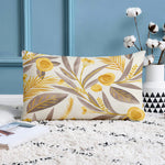Load image into Gallery viewer, Yellow &amp; Grey Floral Printed Canvas Cotton Rectangular Cushion Covers, Set of 2