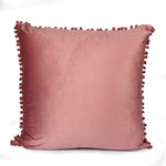 Load image into Gallery viewer, Velvet Cushion Covers Adorned With Pom Poms Set of 2, Peach