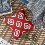 Load image into Gallery viewer, Red Geometrical Ikat Ethnic Printed Canvas Cotton Cushion Covers, Red Set of 2 (24 x 24 Inches)