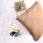 Load image into Gallery viewer, Velvet Cushion Covers Adorned With Pom Poms Set of 2, Brown
