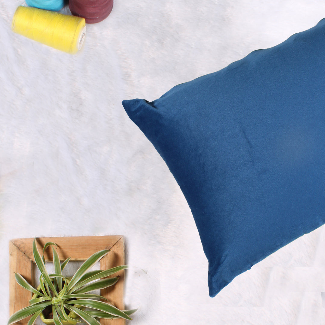 Soft Luxurious Velvet Cushion Covers Rectangular Set of 2 ,Blue