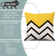 Yellow & Black Geometrical Printed Canvas Cotton Cushion Covers, Set of 5