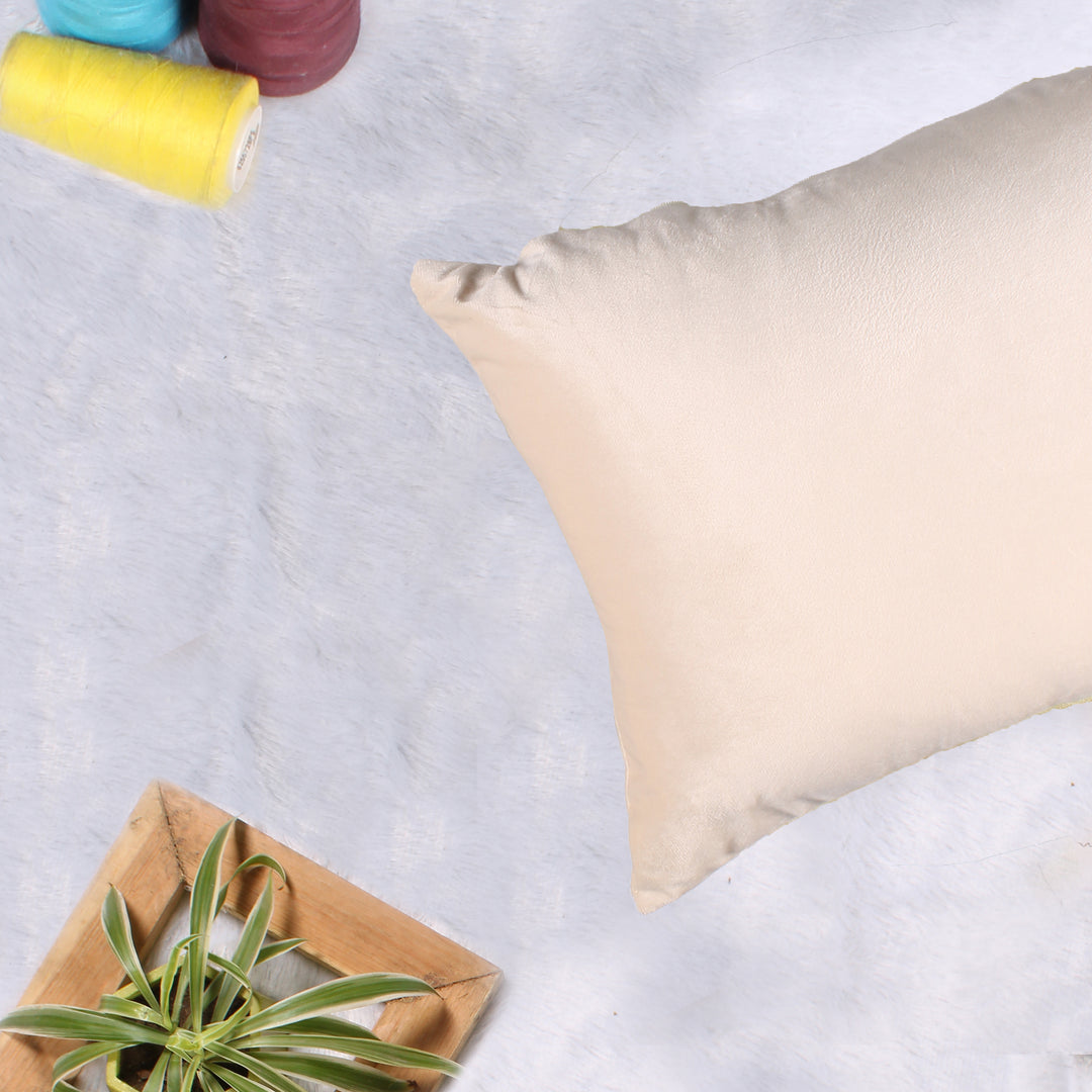 Soft Luxurious Velvet Cushion Covers Rectangular Set of 2 ,Beige