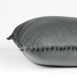 Load image into Gallery viewer, Velvet Cushion Covers Adorned With Pom Poms Rectangular Set of 2 ,Grey