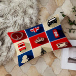 Load image into Gallery viewer, London Landmarks Monuments Art Pattern Touristic Travel Destination Printed Cotton Canvas Rectangular Cushion Cover Set of 2 ( 12 x 18 Inches )
