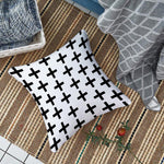 Load image into Gallery viewer, Geometric Black and White Printed Canvas Cotton Cushion Cover, Set of 2 ( 24 x 24 Inches )
