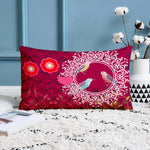Load image into Gallery viewer, Pink Floral Bird Printed Canvas Cotton Rectangular Cushion Covers, Set of 2
