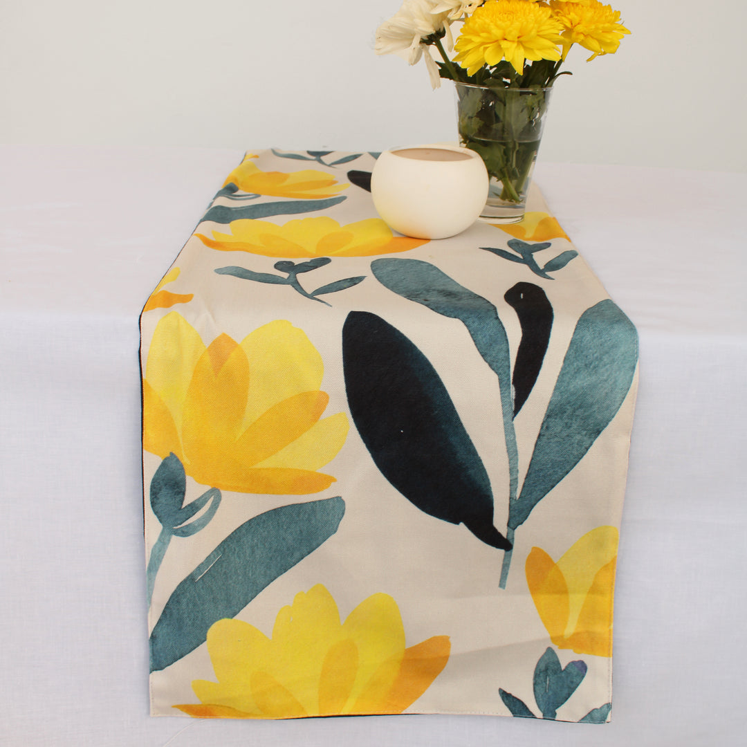 Golden Sunrise Exotic Canvas Table Runner for a Summery Look