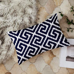 Load image into Gallery viewer, Ikat Blue Geometric Printed Cotton Canvas Rectangular Cushion Cover Pack of 2 ( 12 x 18 Inches )
