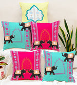 Load image into Gallery viewer, Elephant Printed Cotton Canvas Cushion Covers, Set of 5